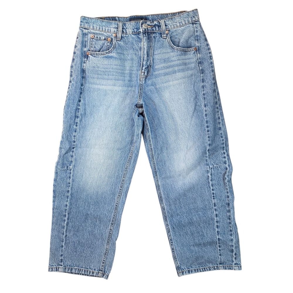 Aeropostale Barrel Jean Light Wash High‎ Rise Curved Leg Denim Pants Womens 8